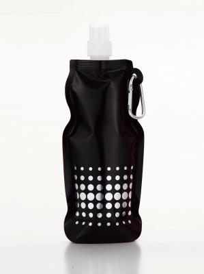 カラビナ付折りたたみボトル500ml（ブラック）