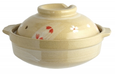 一人用土鍋　花さくら浅型土鍋17ｃｍ